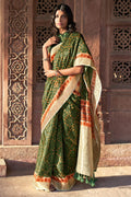 green digital print saree