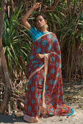 Digital Print Saree Garnet Maroon Digital Print Saree saree online