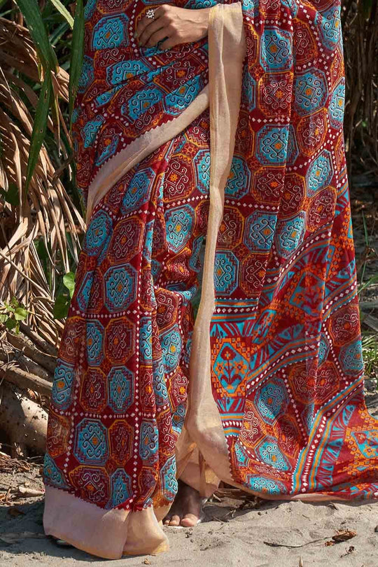 Digital Print Saree Garnet Maroon Digital Print Saree saree online