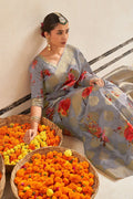 Digital Print Saree Gray Digital Print Saree saree online