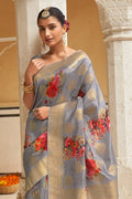 Digital Print Saree Gray Digital Print Saree saree online