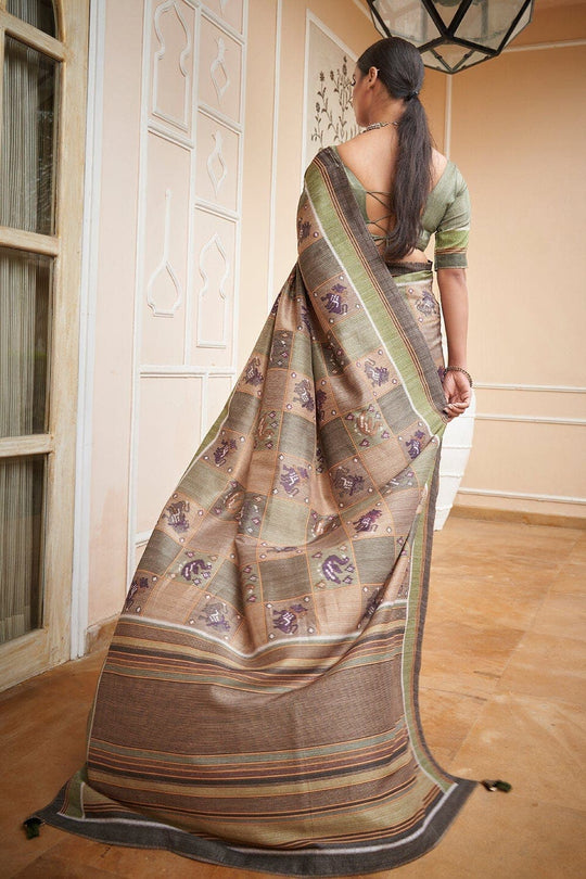 Digital Print Saree Green Grey Digital Print Saree saree online