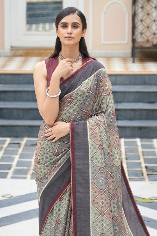 Digital Print Saree Grey Digital Print Saree saree online