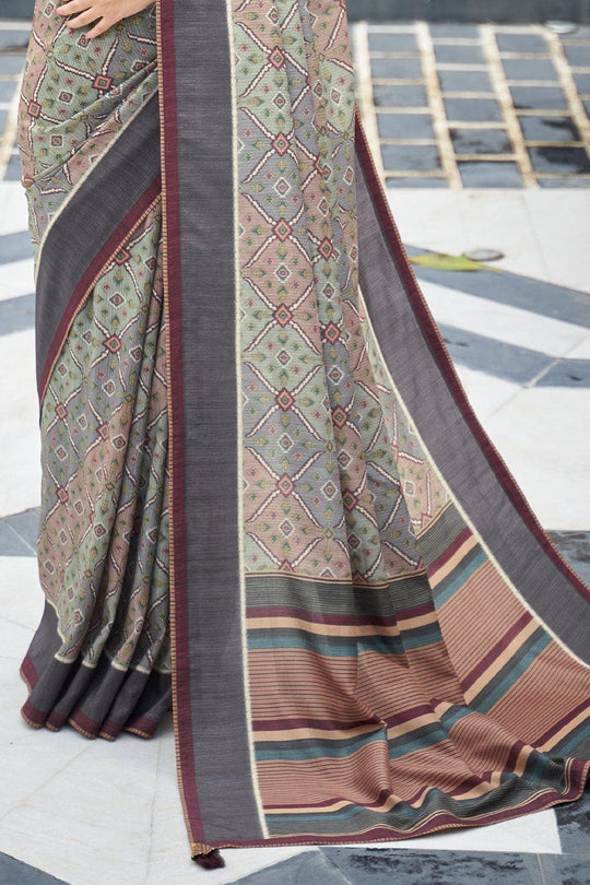Digital Print Saree Grey Digital Print Saree saree online