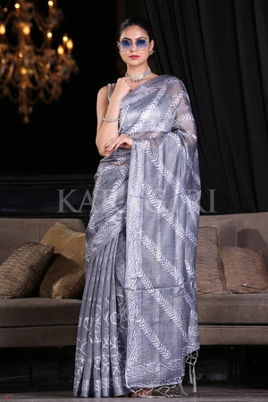 Grey Digital Printed Saree