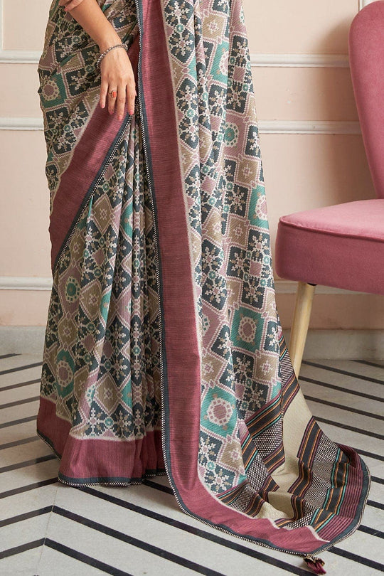 Digital Print Saree Grey Maroon Digital Print Saree saree online