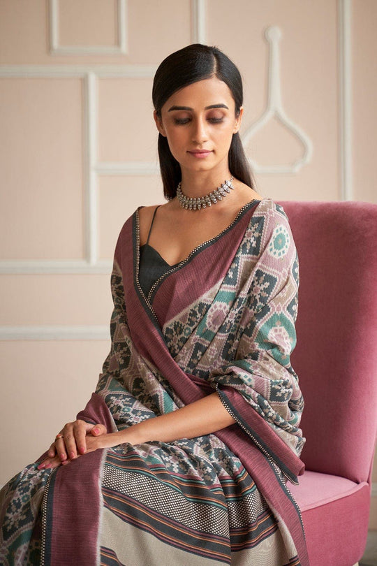 Digital Print Saree Grey Maroon Digital Print Saree saree online