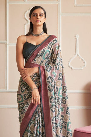 Digital Print Saree Grey Maroon Digital Print Saree saree online
