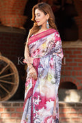 Digital Print Saree Grey Red Digital Printed Saree saree online