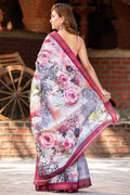 Digital Print Saree Grey Red Digital Printed Saree saree online