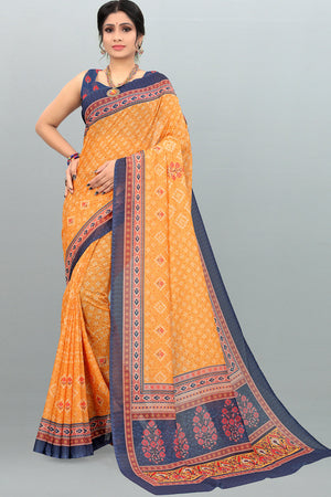 Honey Orange Digital Print Saree