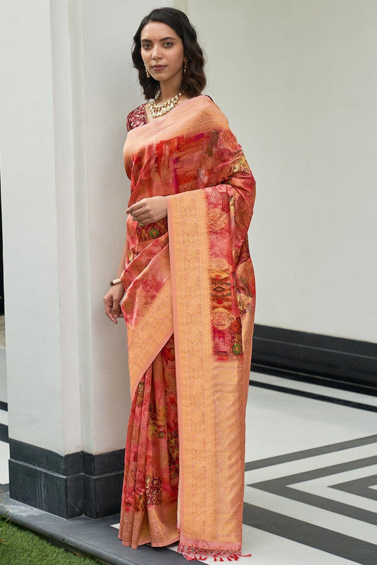 Digital Print Saree Imperial Red Digital Print Saree saree online