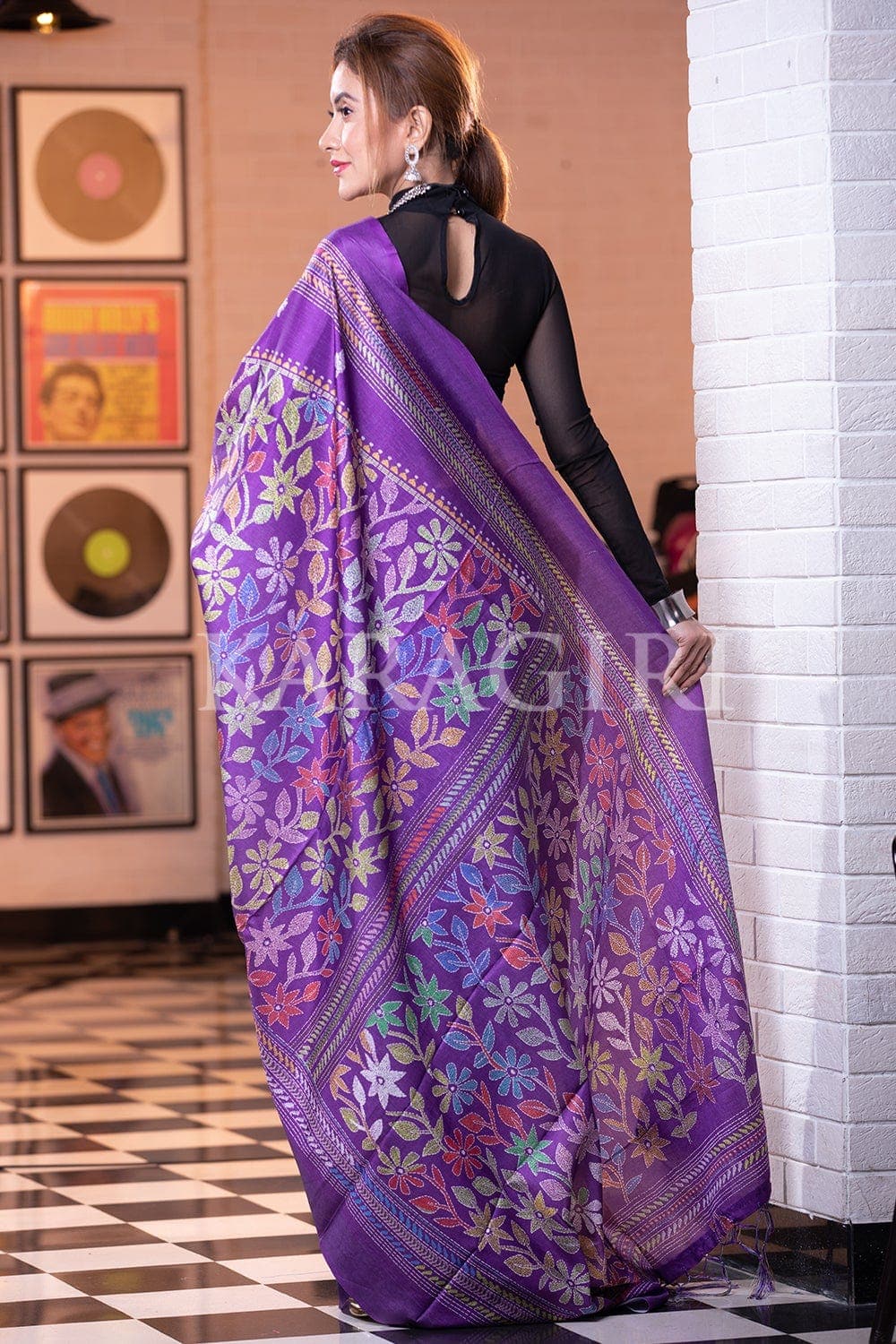 digital print saree indigo purple kantha digital print saree silk saree online 31606003171521