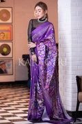 Digital Print Saree Indigo Purple Kantha Digital Print Saree saree online
