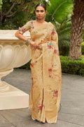 Digital Print Saree Iris Yellow Digital Print Saree saree online