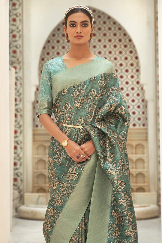 Digital Print Saree Jade Green Digital Print Saree saree online