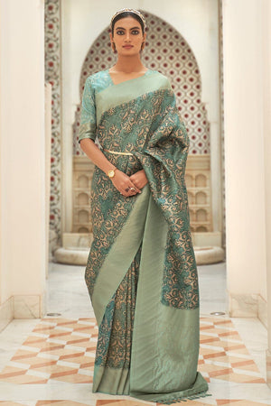Jade Green Digital Print Saree