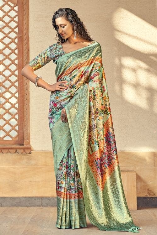 Digital Print Saree Jade Green Digital Print Saree saree online