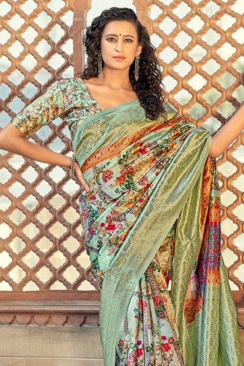 Digital Print Saree Jade Green Digital Print Saree saree online