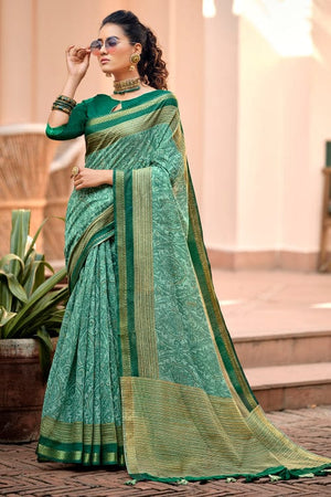 Jade Green Digital Print Saree