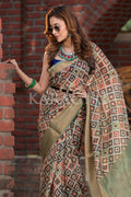 Digital Print Saree Juniper Green Digital Print Saree saree online