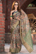 Digital Print Saree Juniper Green Digital Print Saree saree online