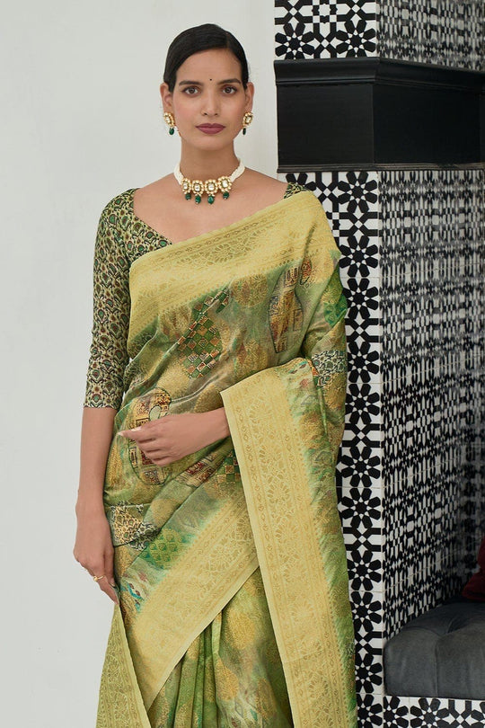 Digital Print Saree Kelly Green Digital Print Saree saree online