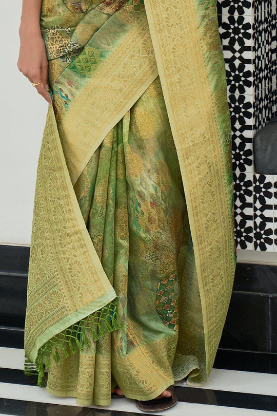 Digital Print Saree Kelly Green Digital Print Saree saree online