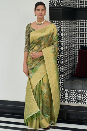 Kelly Green Digital Print Saree