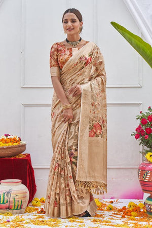 Latte Beige Digital Print Saree