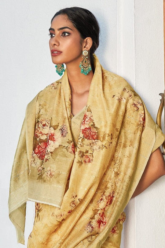 Digital Print Saree Lemon Yellow Digital Print Saree saree online