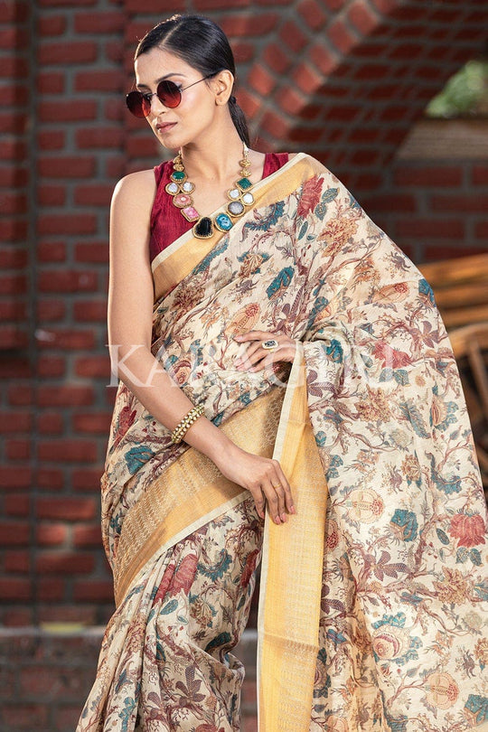 Digital Print Saree Light Beige Digital Print Saree saree online