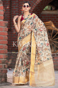 Digital Print Saree Light Beige Digital Print Saree saree online