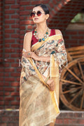 Digital Print Saree Light Beige Digital Print Saree saree online