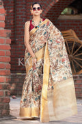 Digital Print Saree Light Beige Digital Print Saree saree online