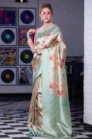 Light Green Digital Print Saree