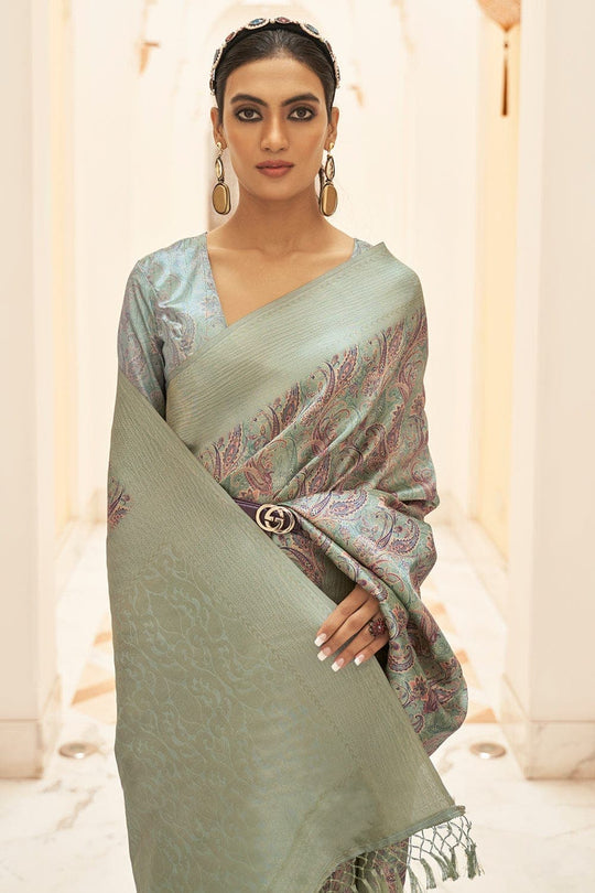 Digital Print Saree Light Green Digital Print Saree saree online