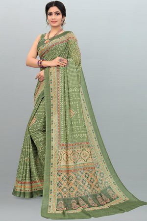 Light Green Digital Print Saree