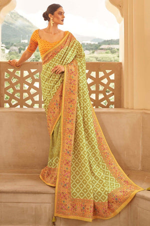 Light Green Digital Printed Saree