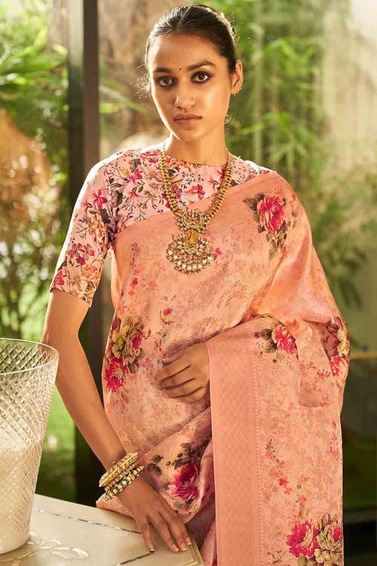 Digital Print Saree Light Peach Digital Print Saree saree online