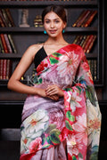 digital print saree with floral design