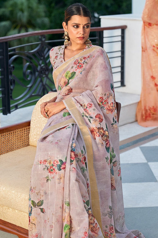 Digital Print Saree Lilac Purple Digital Print Saree saree online
