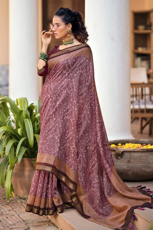 Lilac Purple Digital Print Saree