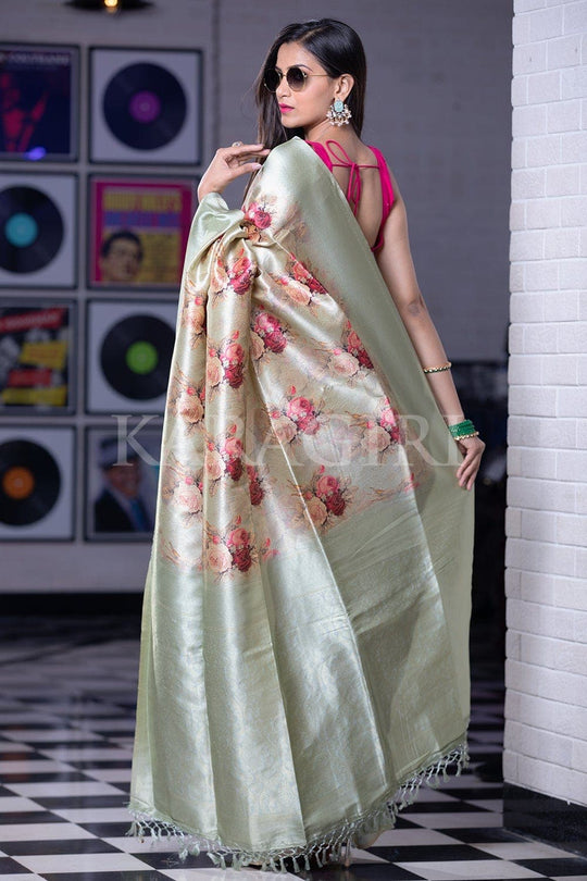 Digital Print Saree Lime Green Digital Print Saree saree online