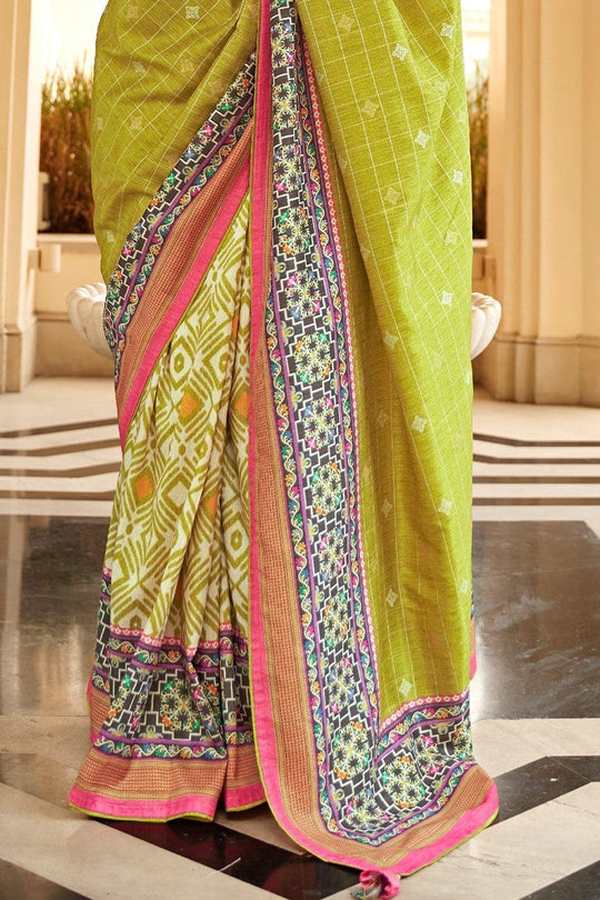 Digital Print Saree Lime Green Digital Printed Saree saree online