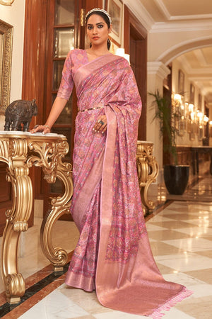 Mauve Pink Digital Printed Saree