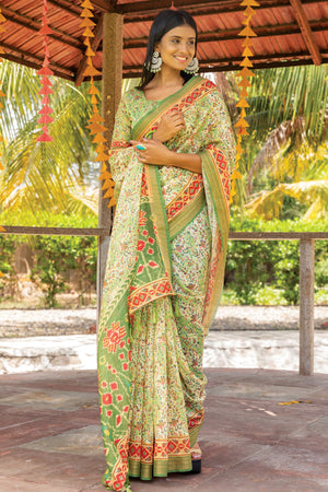 Mint Green Digital Print Saree