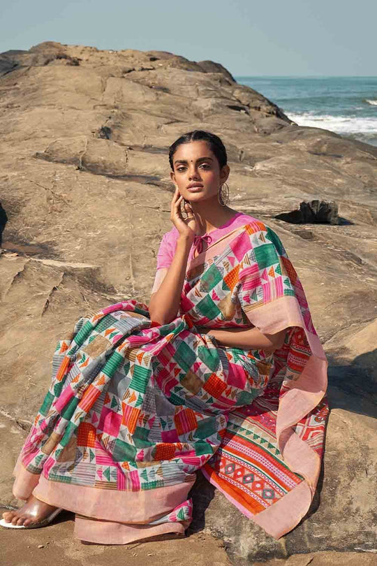 Digital Print Saree Multicolour Digital Print Saree saree online
