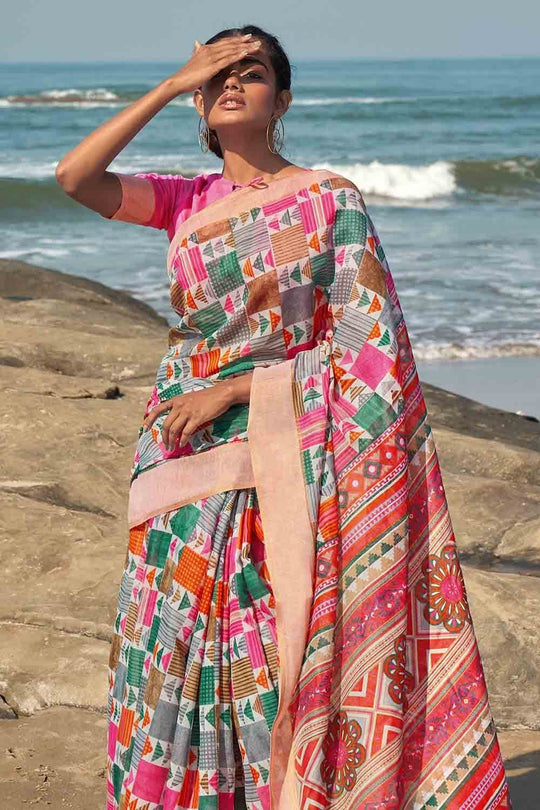 Digital Print Saree Multicolour Digital Print Saree saree online