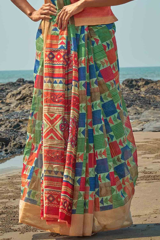 Digital Print Saree Multicolour Digital Print Saree saree online